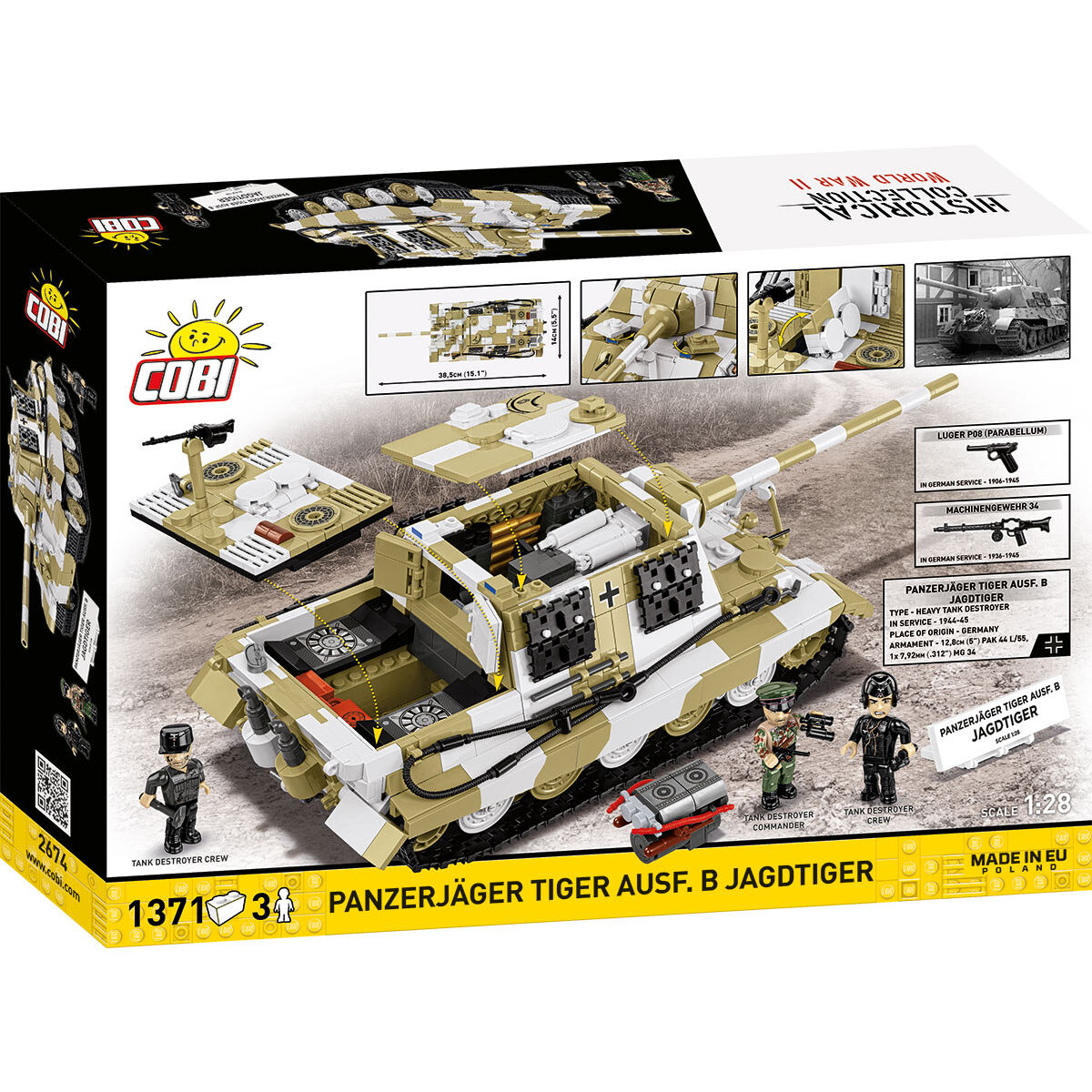 Jagdtiger z widocznym wnętrzem i elementami zestawu