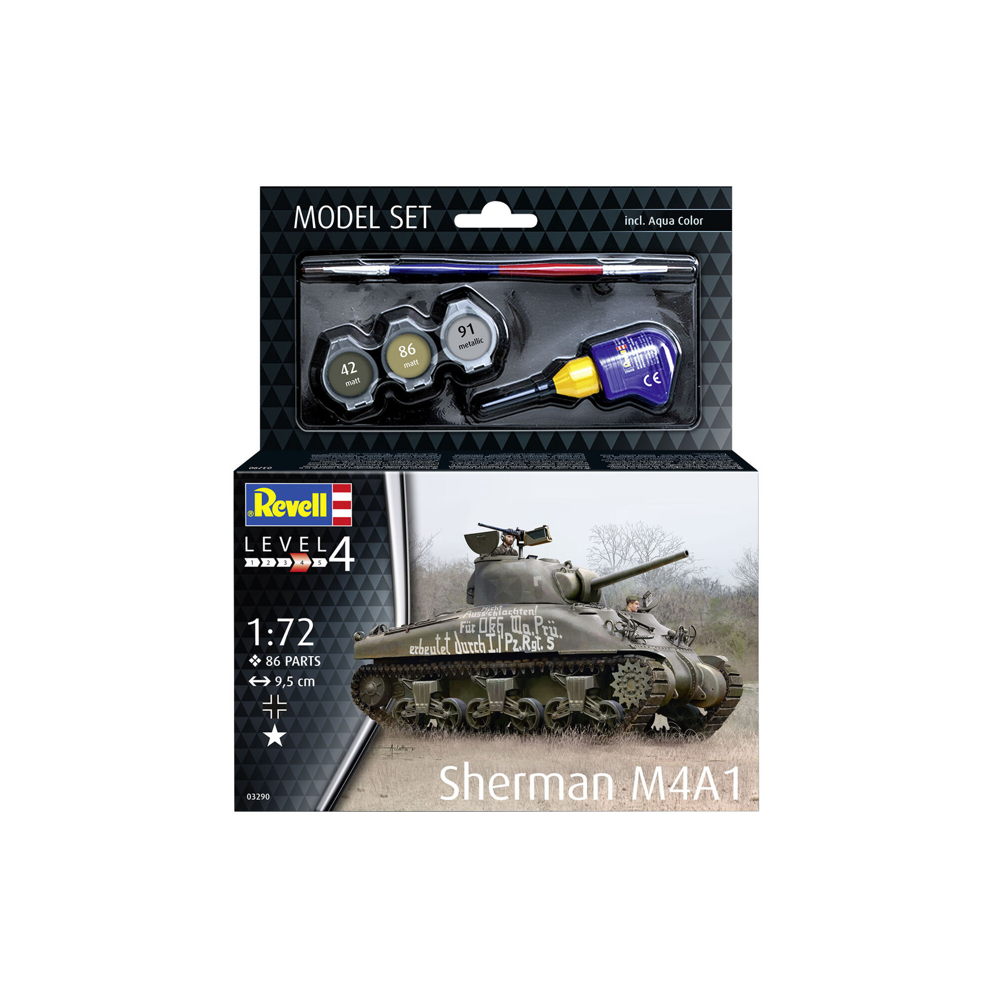 Zestaw Revell Sherman M4A1 w skali 1:72 z akcesoriami do malowania