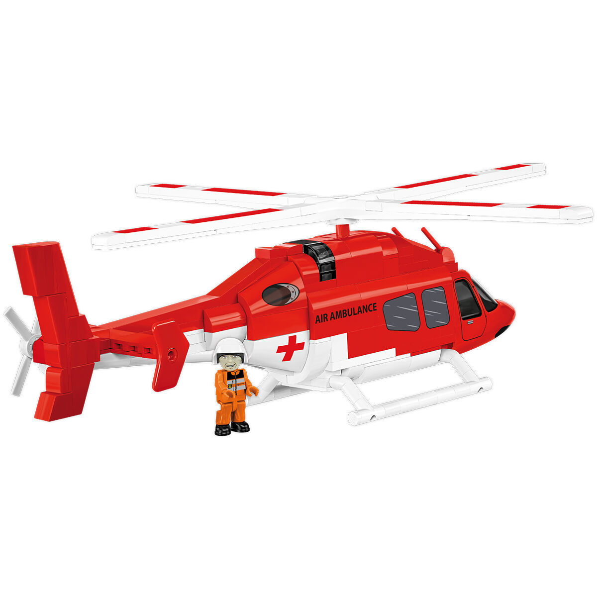 Zbudowany model śmigłowca Bell 429 Air Ambulance z figurką ratownika