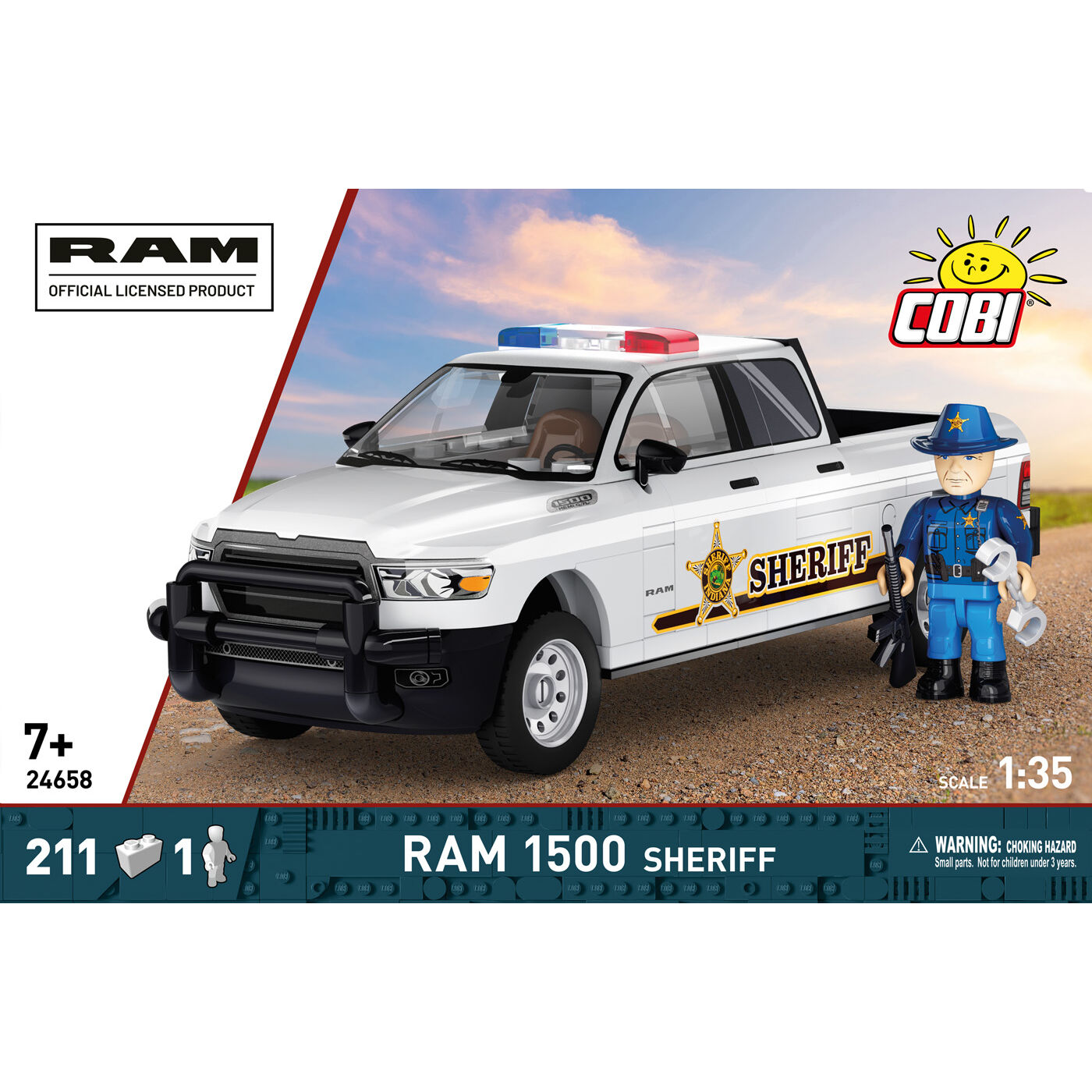 Model RAM 1500 HEMI Sheriff z przodu i figurką szeryfa