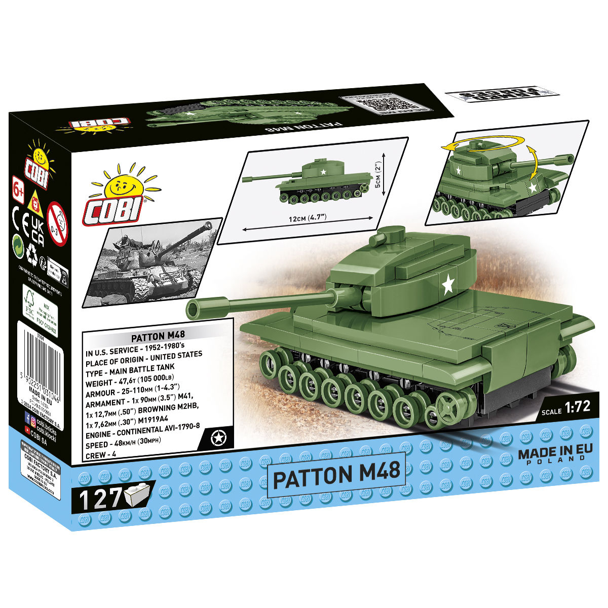 Model czołgu Patton M48 z klocków konstrukcyjnych