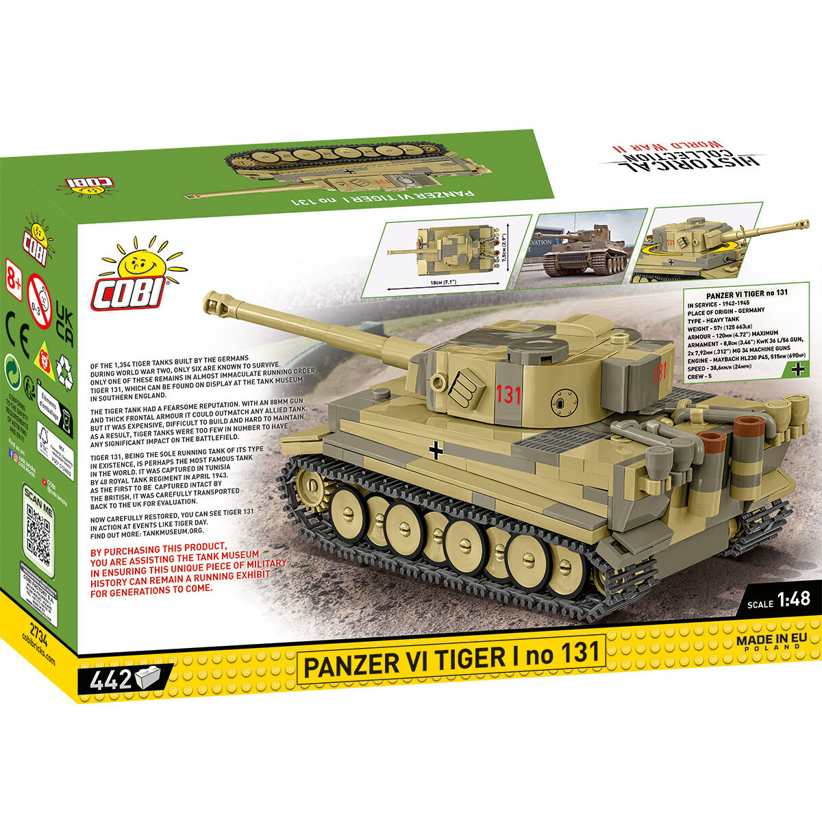 Model czołgu Tiger 131 z klocków konstrukcyjnych