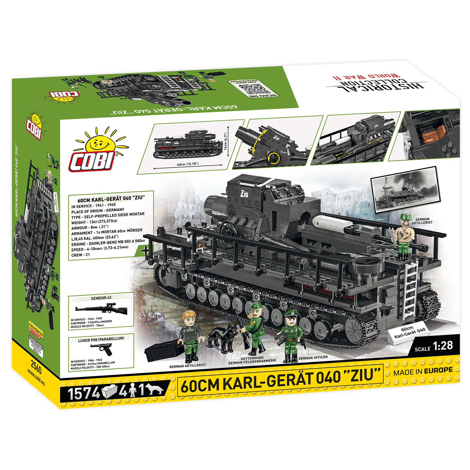 Karl-Gerät 040 „Ziu” zbudowany z klocków, widok z tyłu pudełka