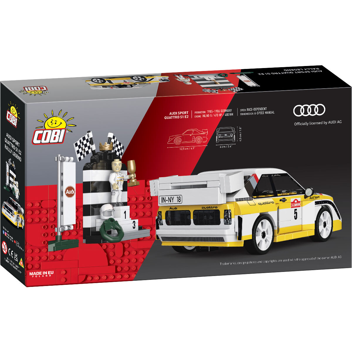 Model Audi Sport quattro S1 E2 z podium zwycięzcy