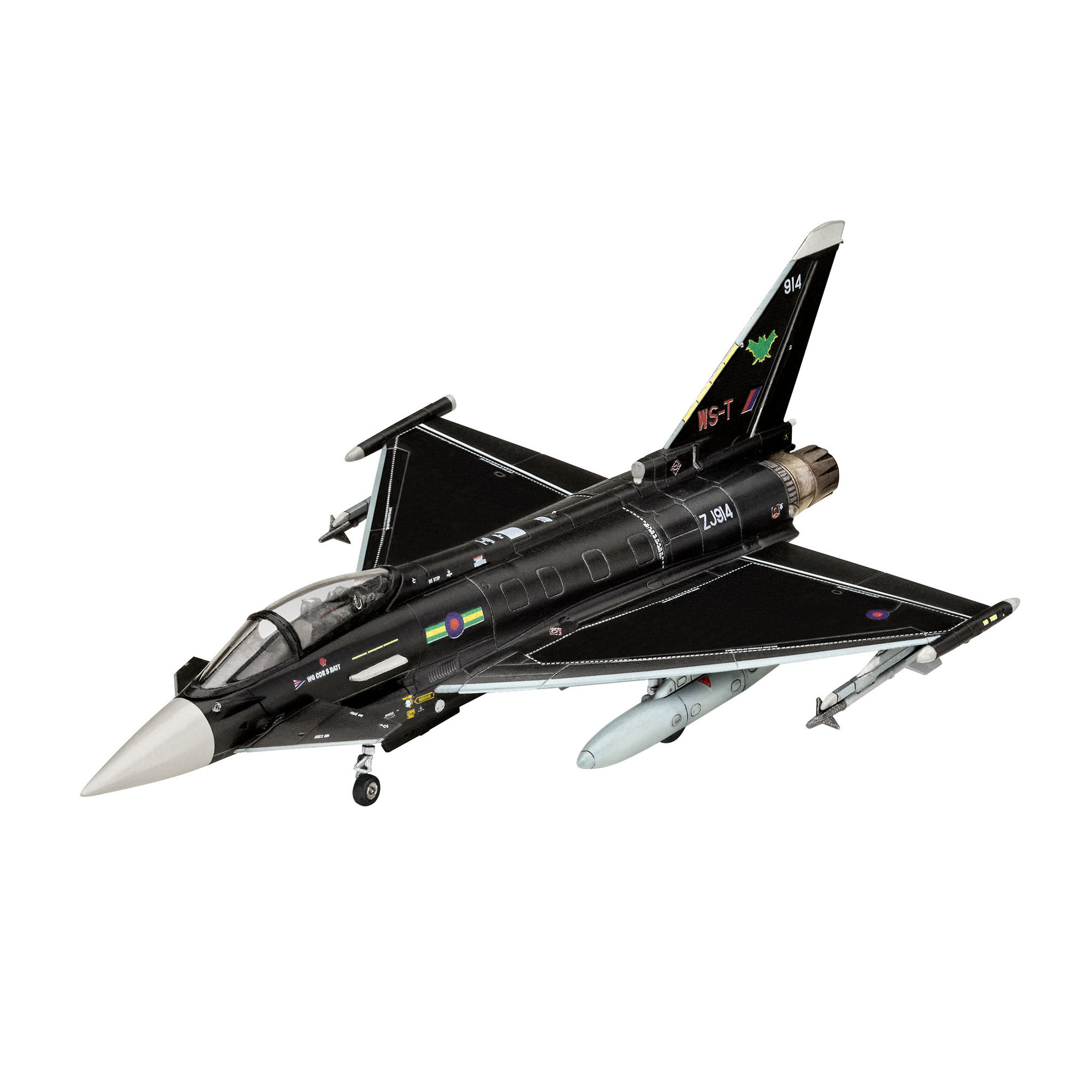 Złożony model Eurofighter Typhoon z detalami powierzchni i podwieszeniami