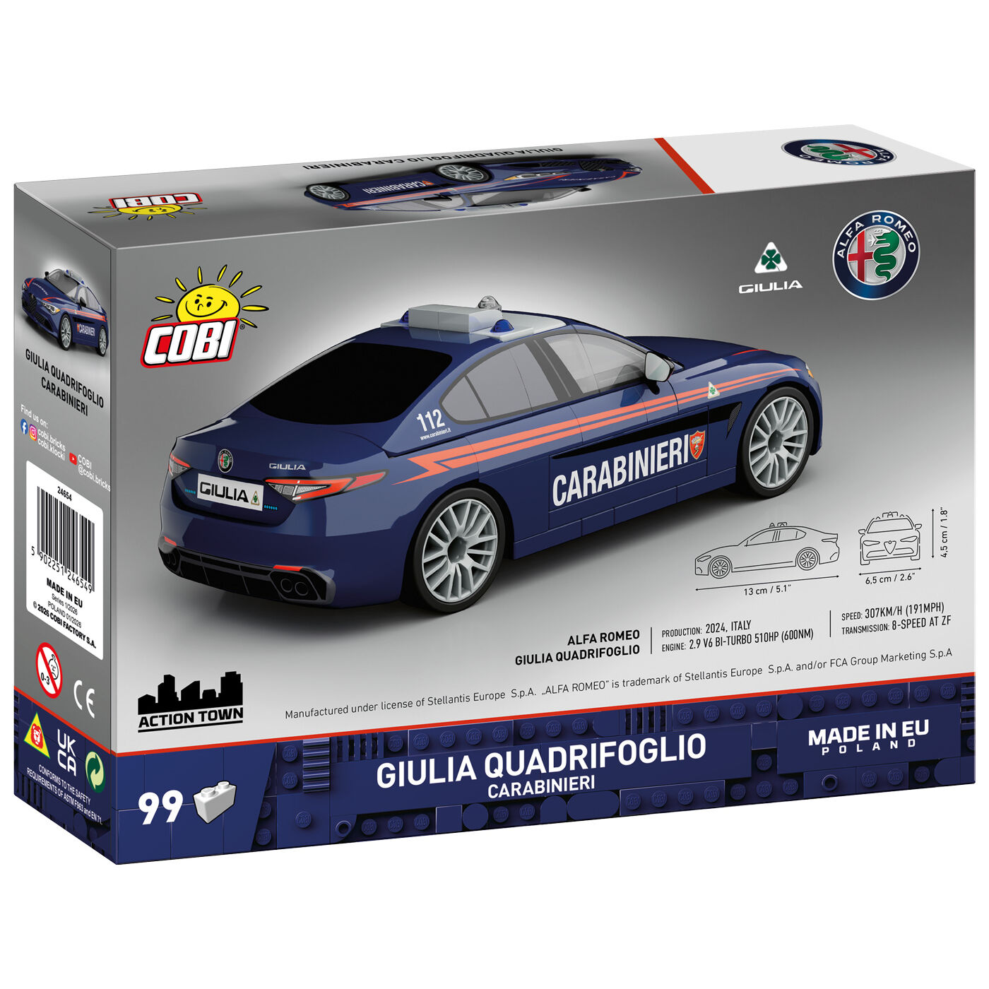 Model Alfa Romeo Giulia Quadrifoglio Carabinieri od tyłu
