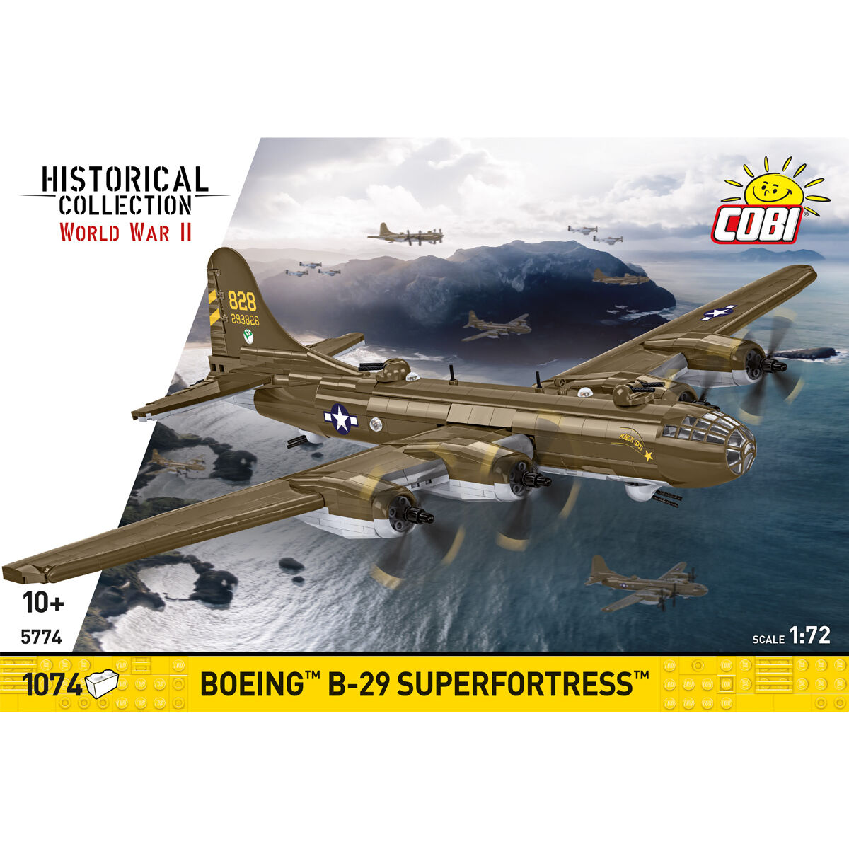 Boeing B-29 Superfortress w widoku z przodu i z góry