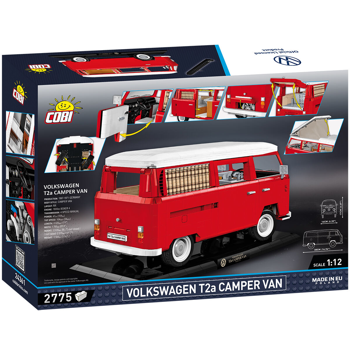 Volkswagen T2a Camper na podstawce i opakowanie zestawu