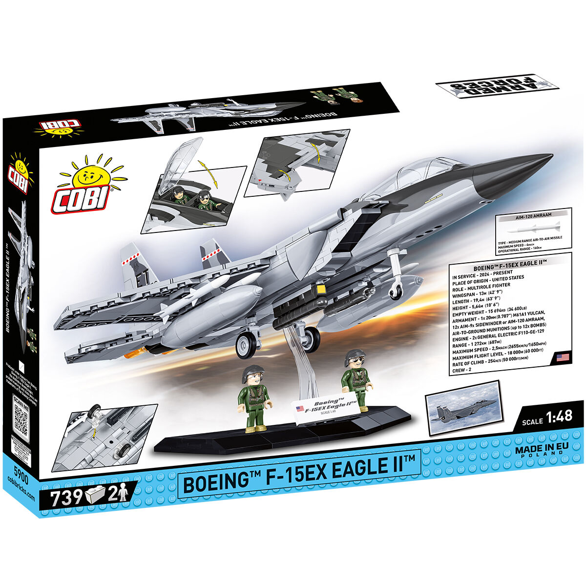 Model Boeing F-15EX Eagle II z podstawką i figurkami