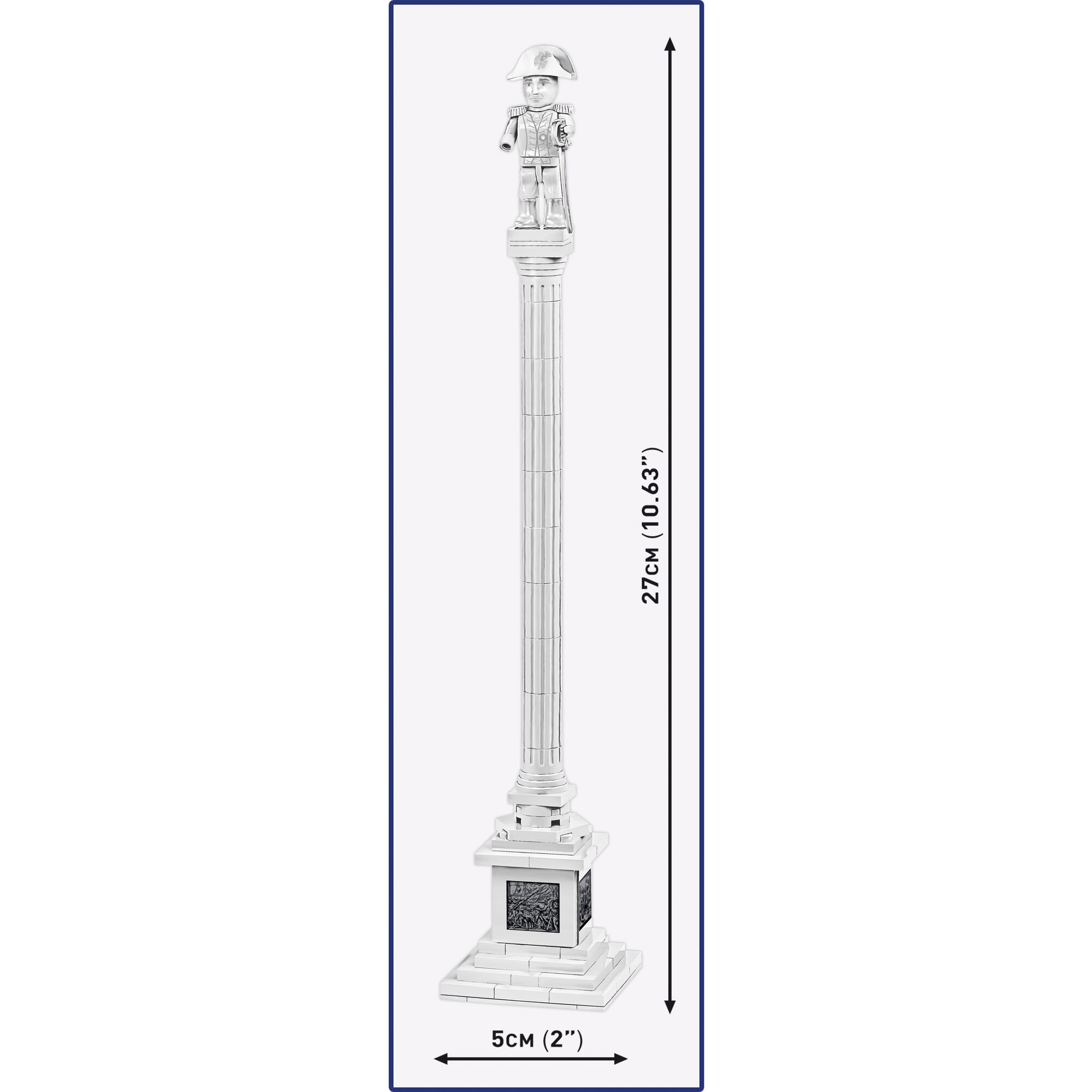 Wymiary modelu Kolumny Nelsona: 27 cm wysokości i 5 cm szerokości
