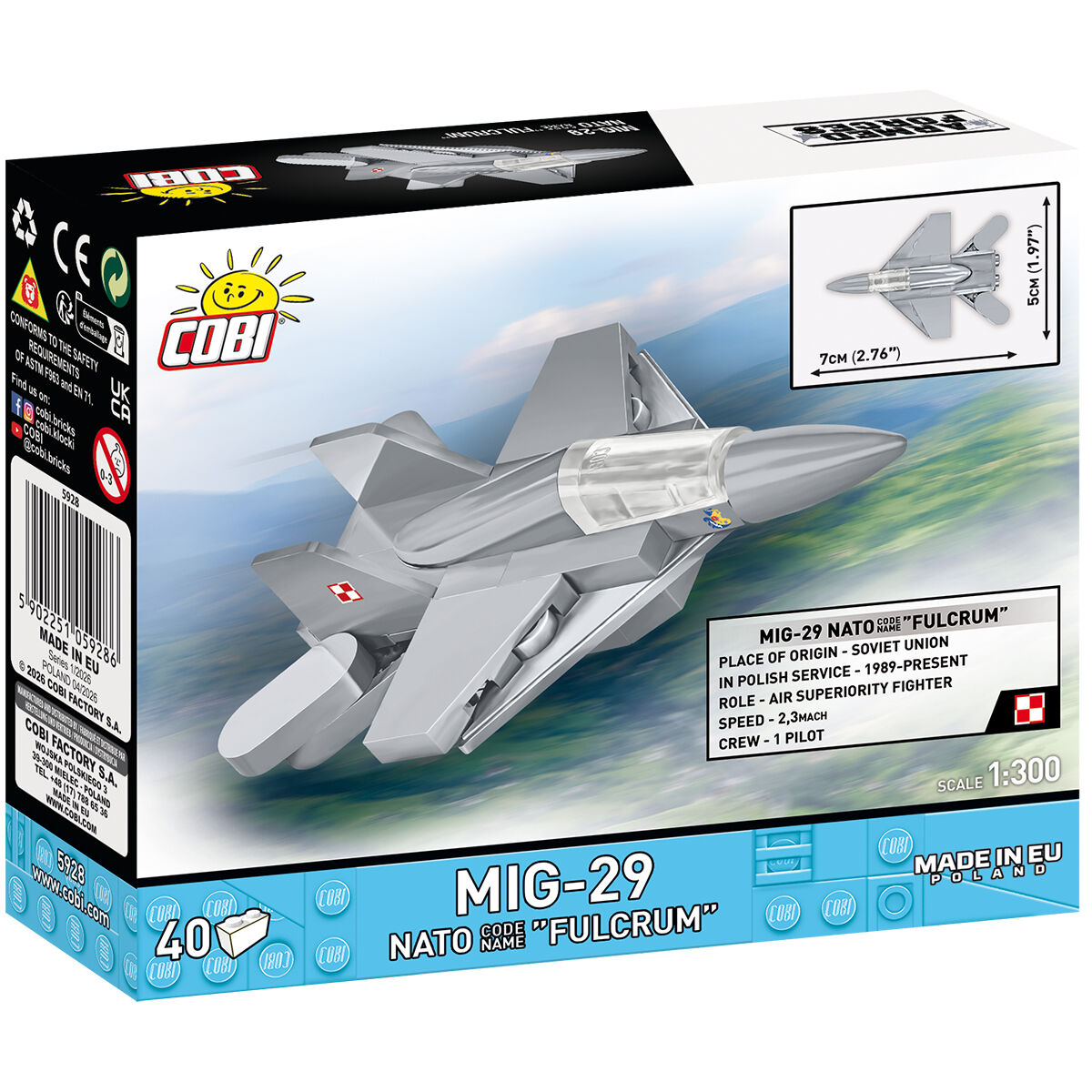 Model MiG-29 w skali 1:300 na podstawce