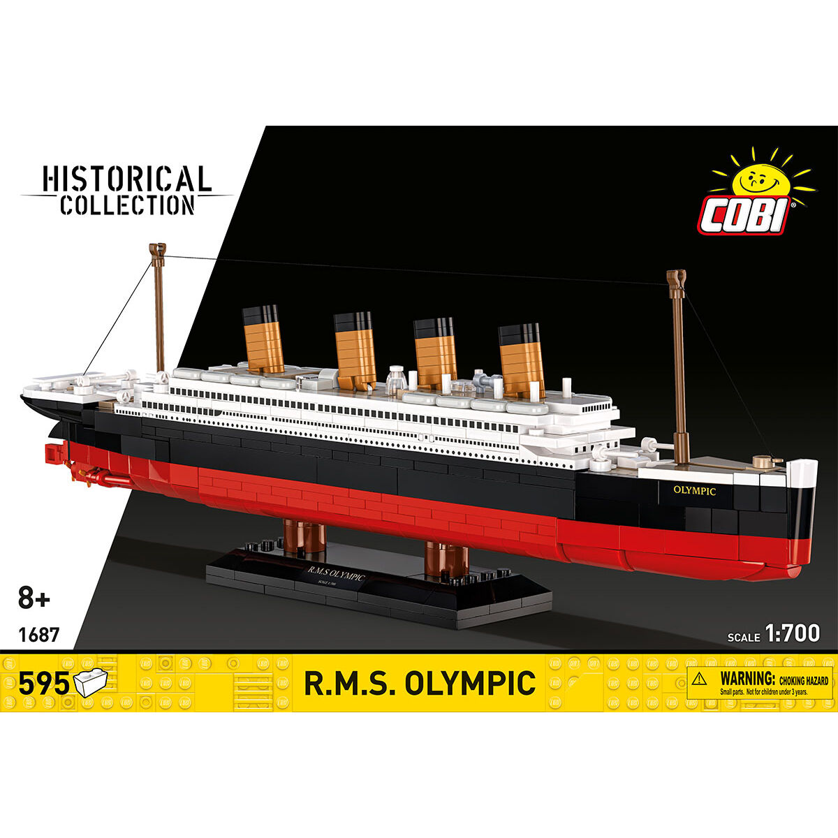 R.M.S. Olympic na podstawce, widok z boku