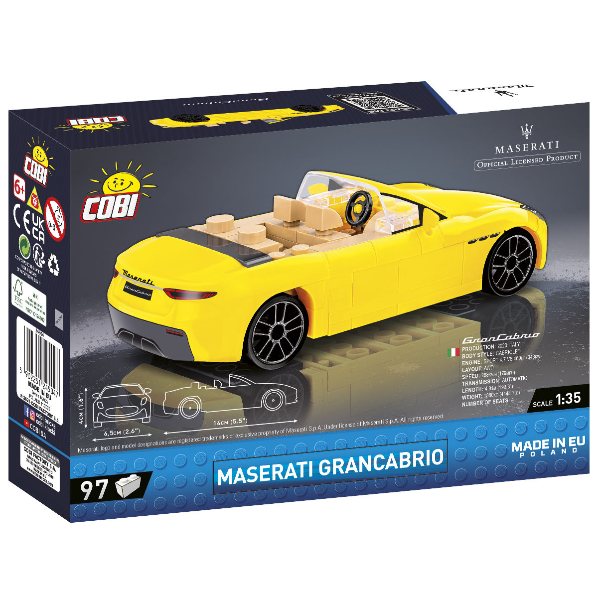 Model Maserati GranCabrio z klocków COBI widziany od tyłu