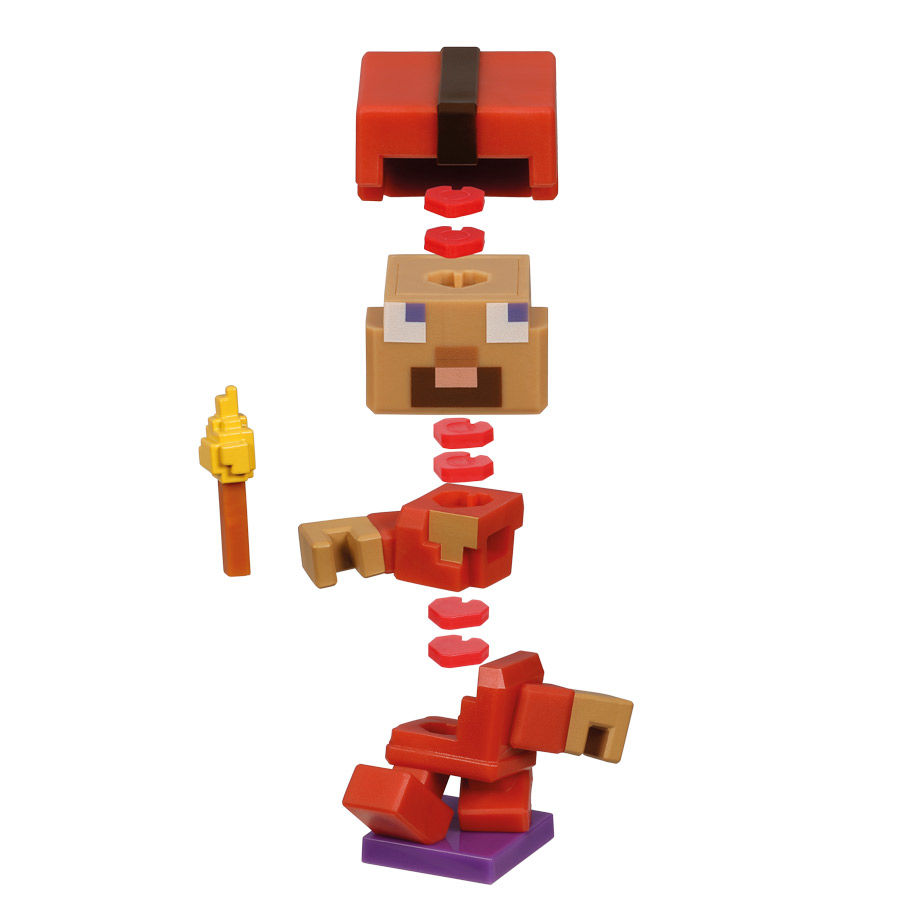 Rozłożona figurka Minecraft, skrzynia i akcesoria Treasure X