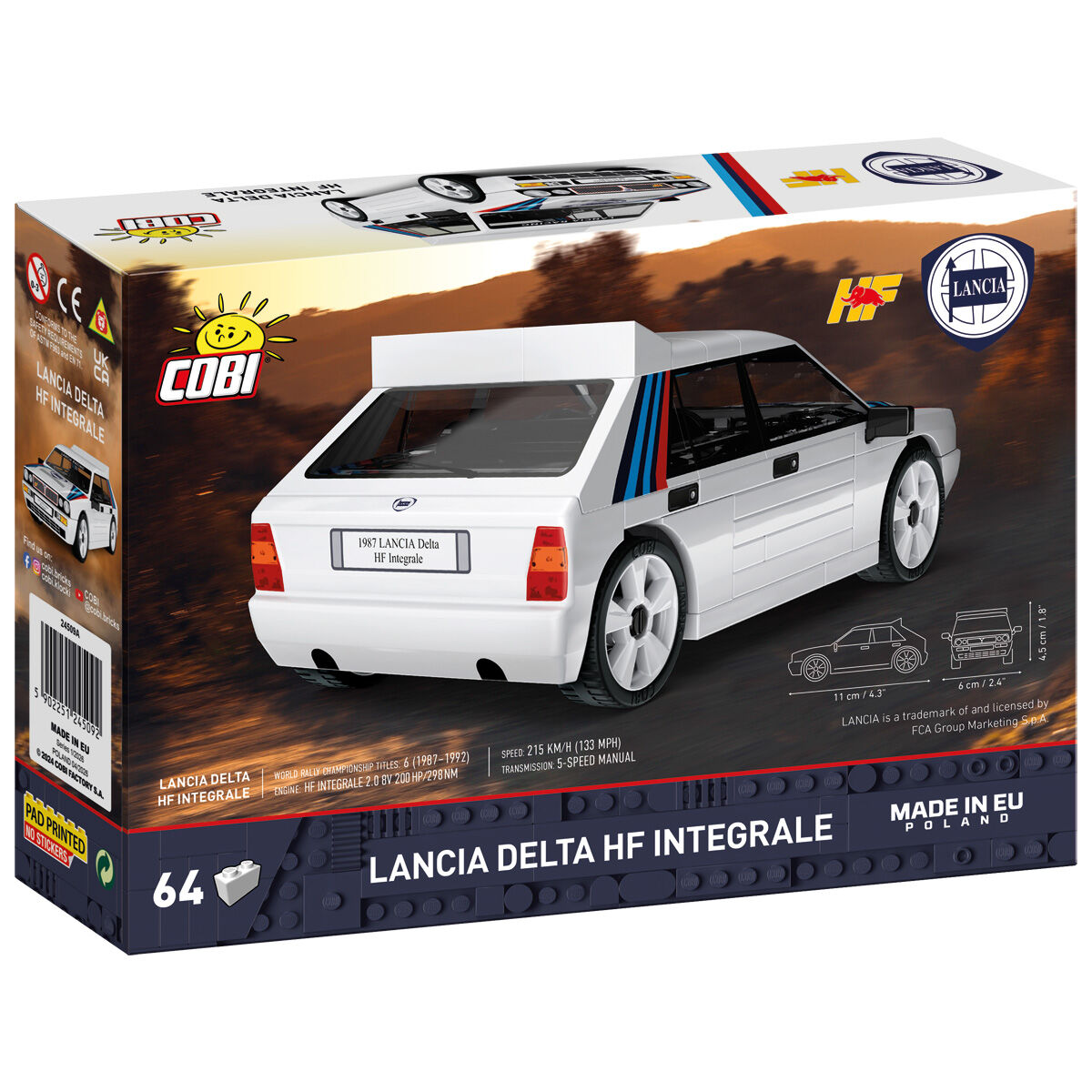 Lancia Delta HF Integrale widziana od tyłu na grafice opakowania