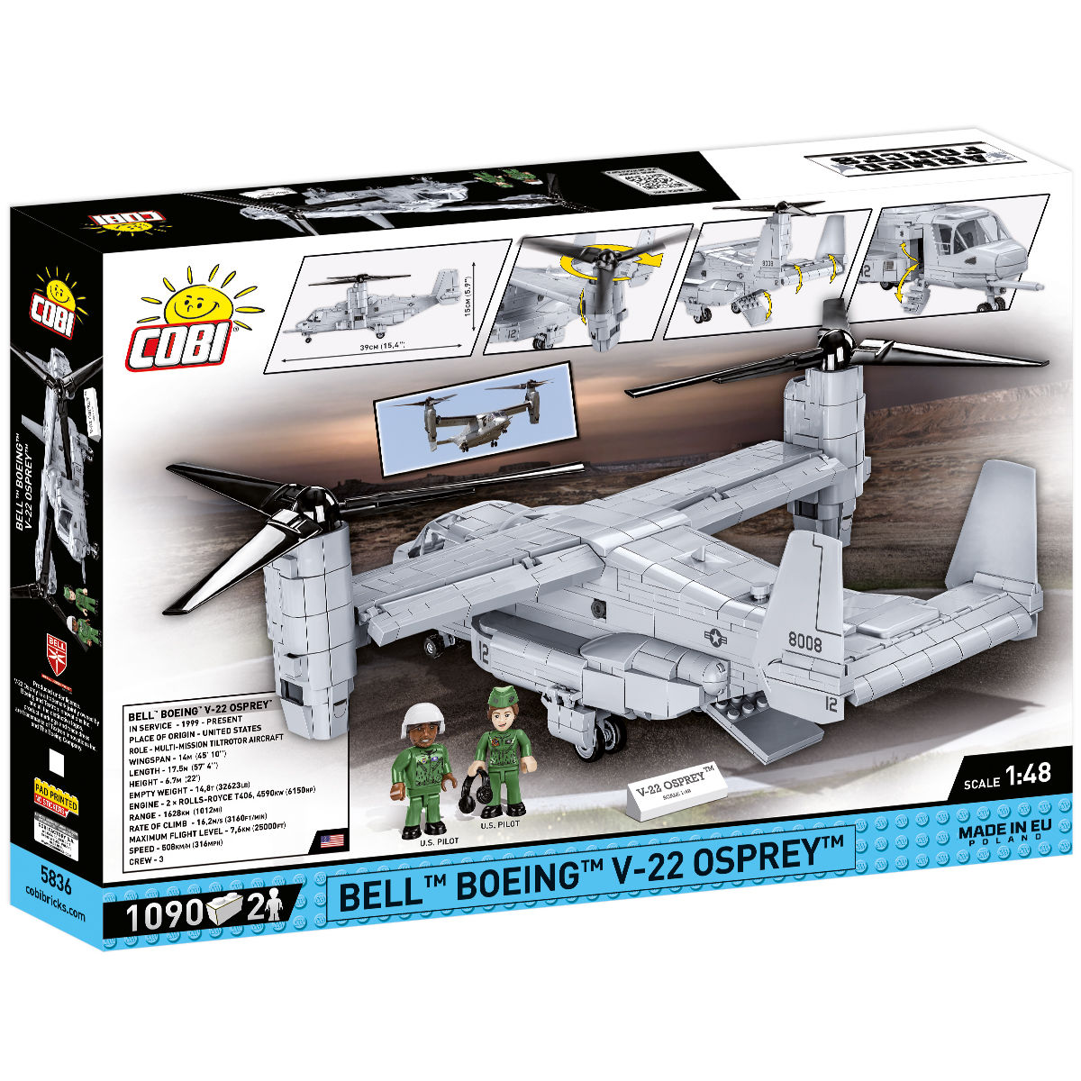 Model Bell-Boeing V-22 Osprey z widokiem od tyłu