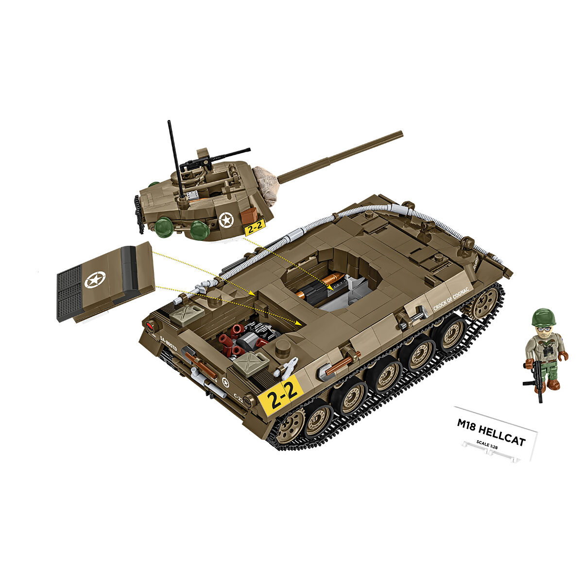 Model M18 Hellcat z otwartym wnętrzem i odłączoną wieżą