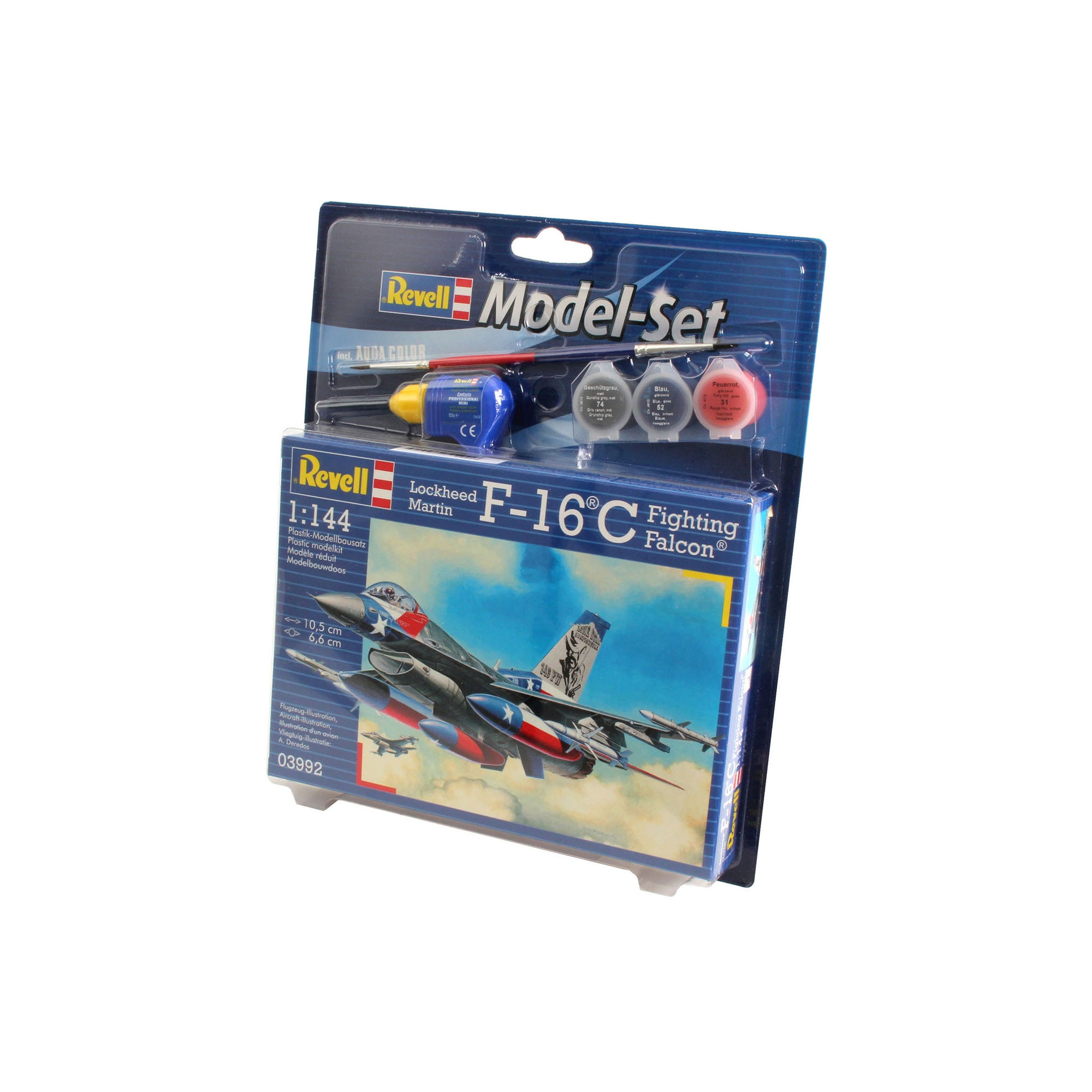 Opakowanie zestawu modelarskiego Revell F-16C z akcesoriami