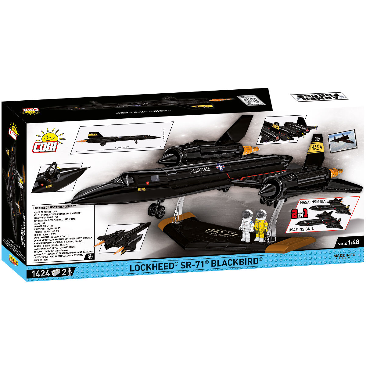 Model Lockheed SR-71 Blackbird z podstawką i figurkami pilotów