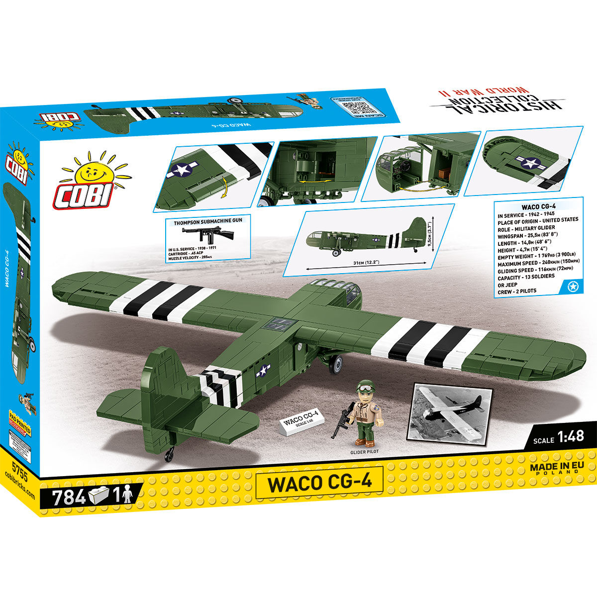 Model szybowca WACO CG-4 z figurką pilota
