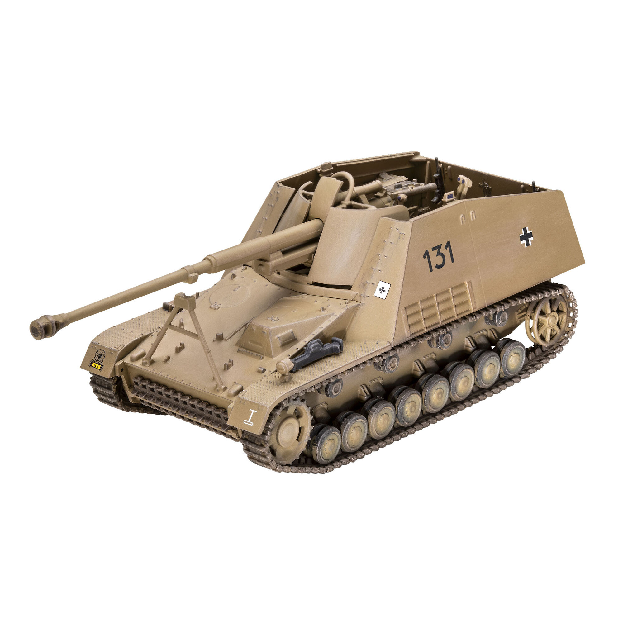 Zbliżenie modelu Sd.Kfz. 164 Nashorn bez malowania