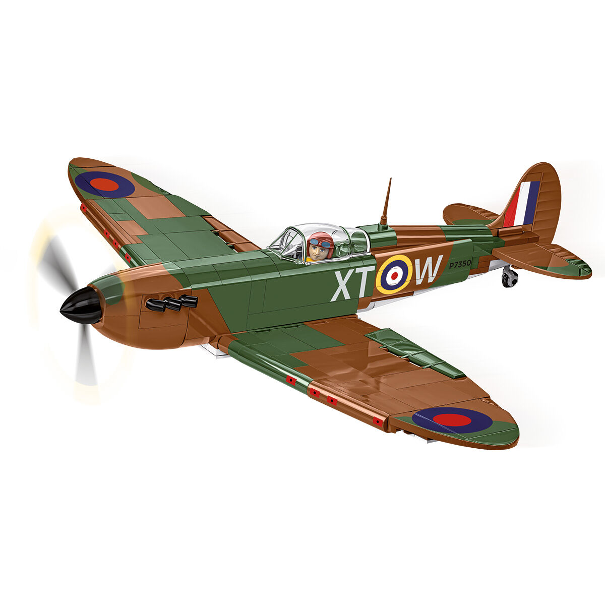 Model Supermarine Spitfire Mk.II z widocznymi nadrukami i ruchomym śmigłem