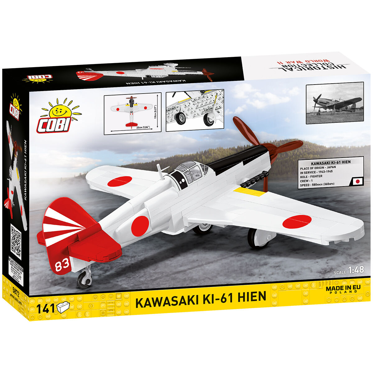 Model Kawasaki Ki-61 Hien na tle opakowania