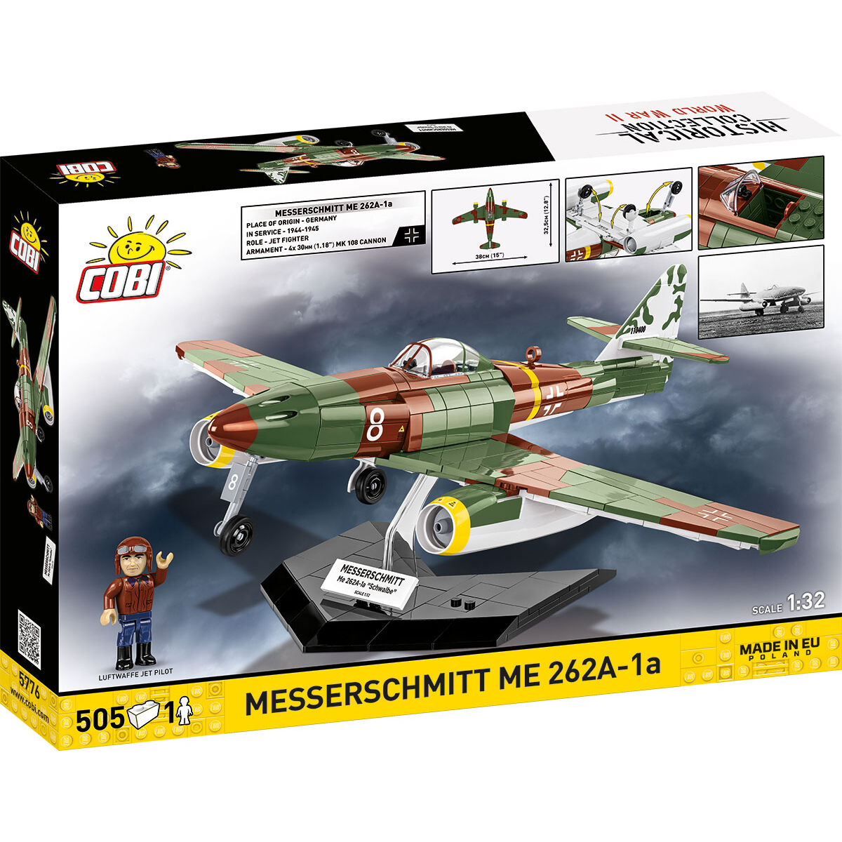 Model Messerschmitt Me 262A-1a na podstawce ekspozycyjnej