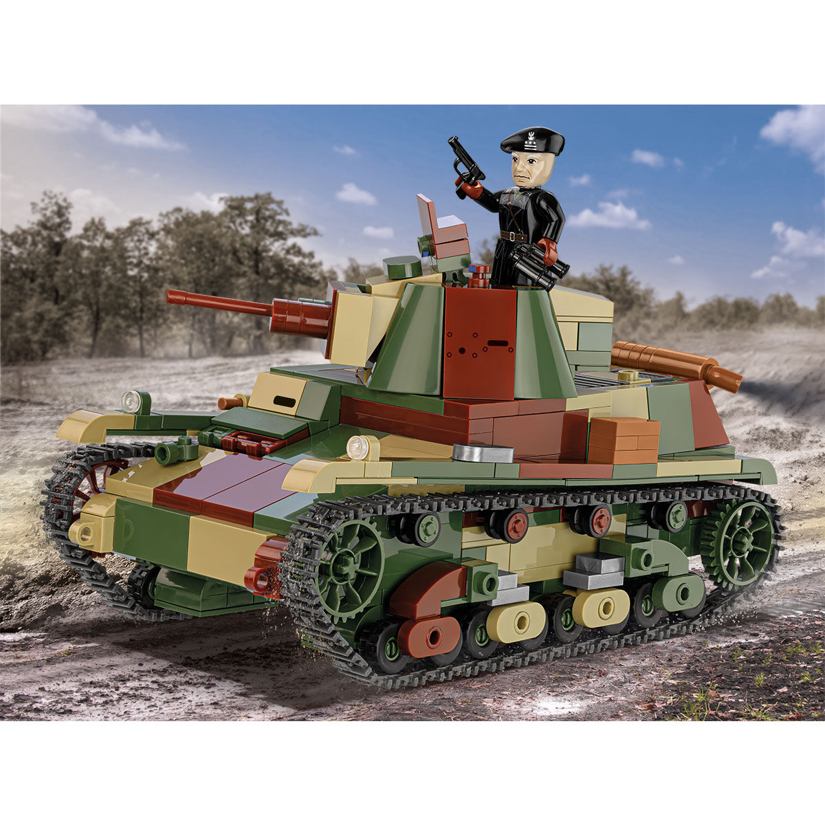 Model czołgu Light Tank 7TP z figurką generała Stanisława Maczka