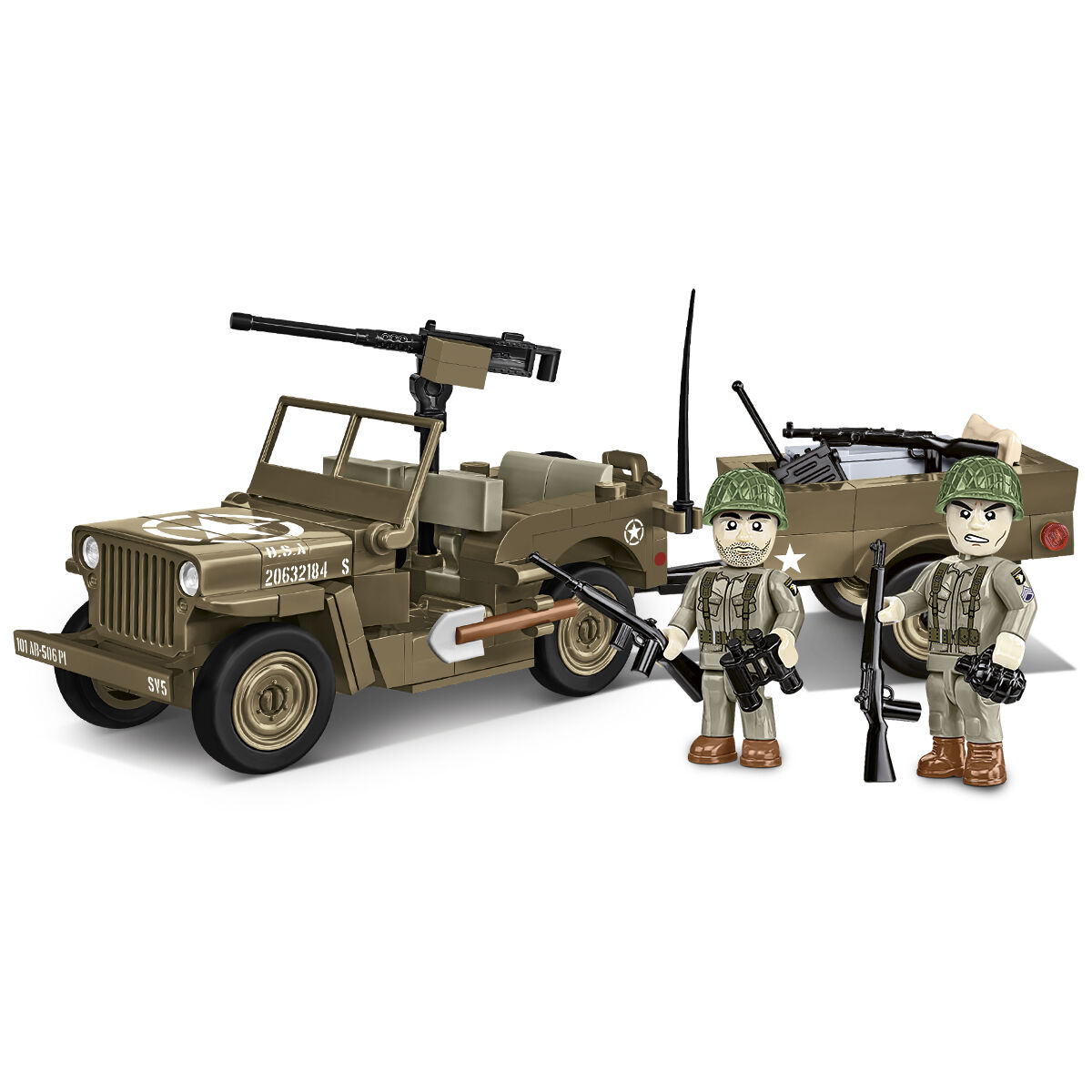 Model Willys MB z przyczepą i dwiema figurkami