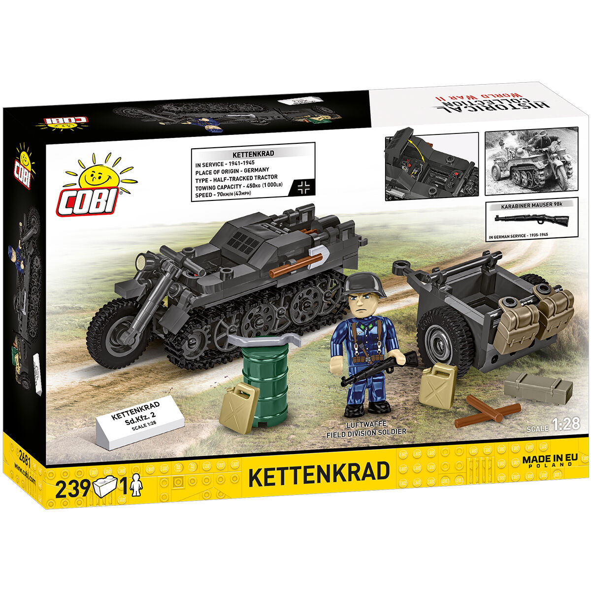 Kettenkrad z przyczepą i figurką żołnierza Luftwaffe