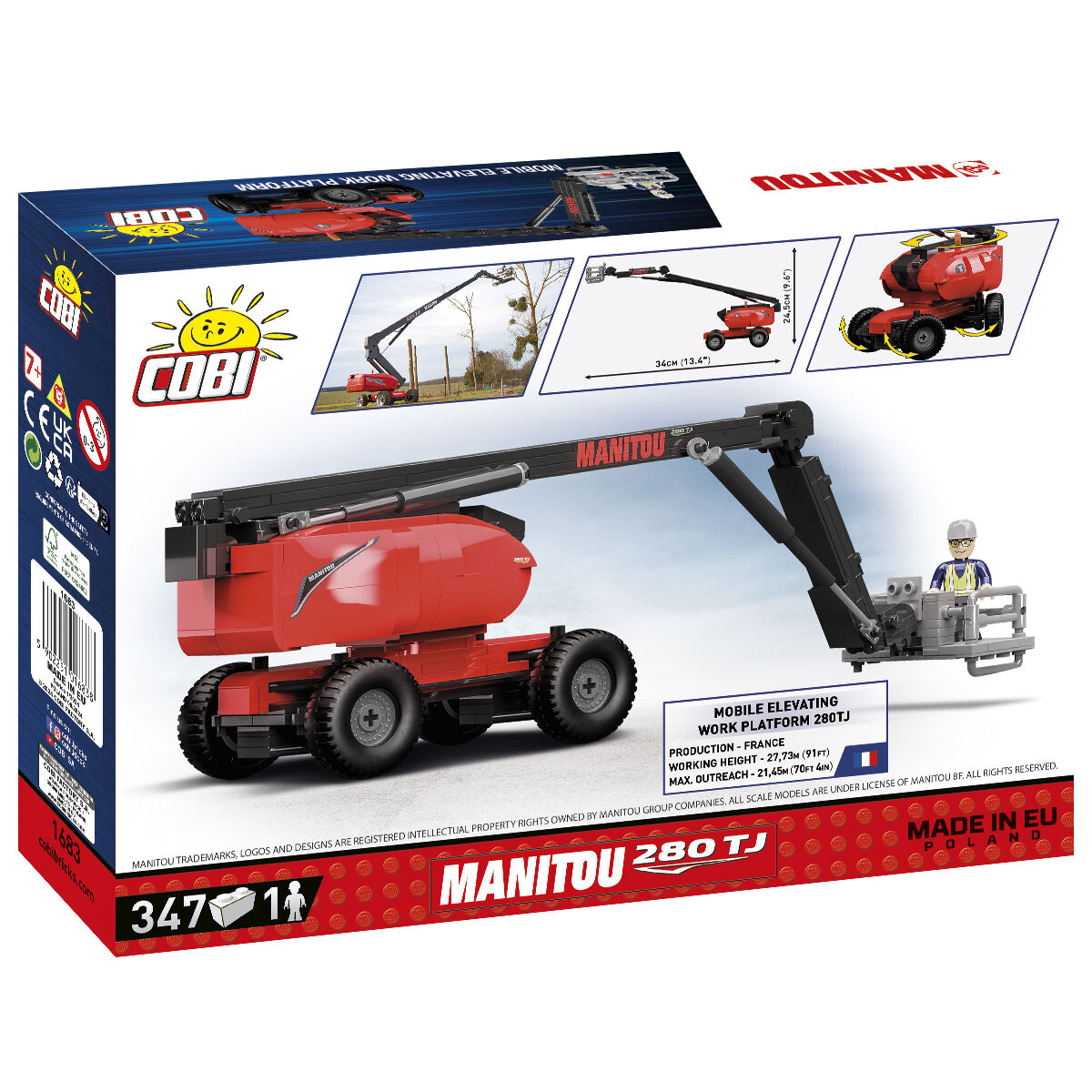 Model podnośnika Manitou 280 TJ z figurką w koszu