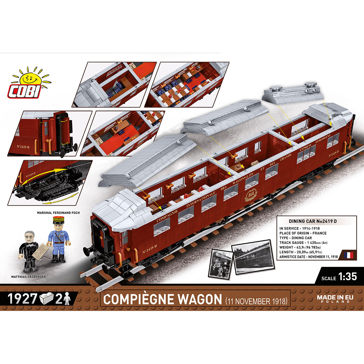 Wagon z Compiègne z odsłoniętym wnętrzem