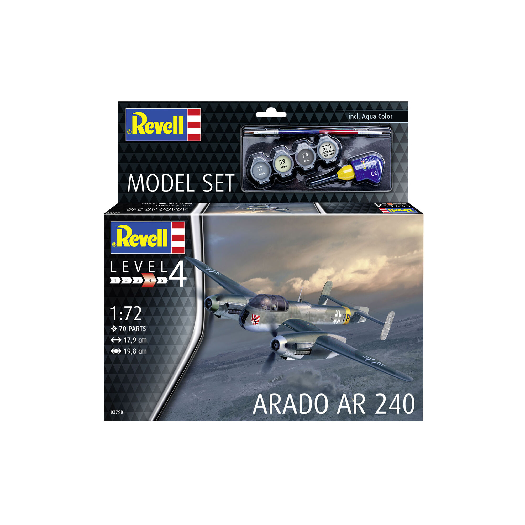 Model Arado Ar 240 i opakowanie zestawu