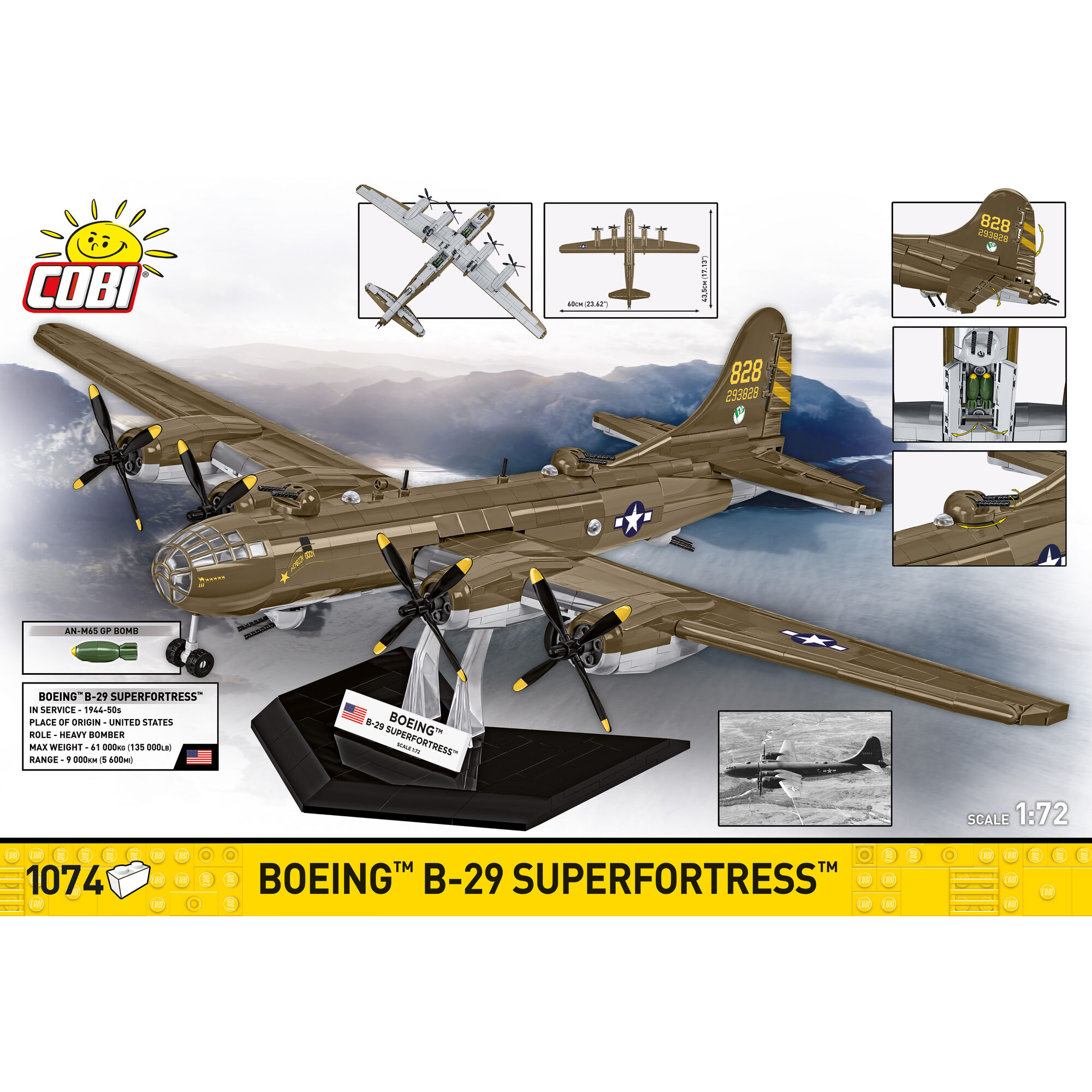 Boeing B-29 Superfortress na podstawce ekspozycyjnej