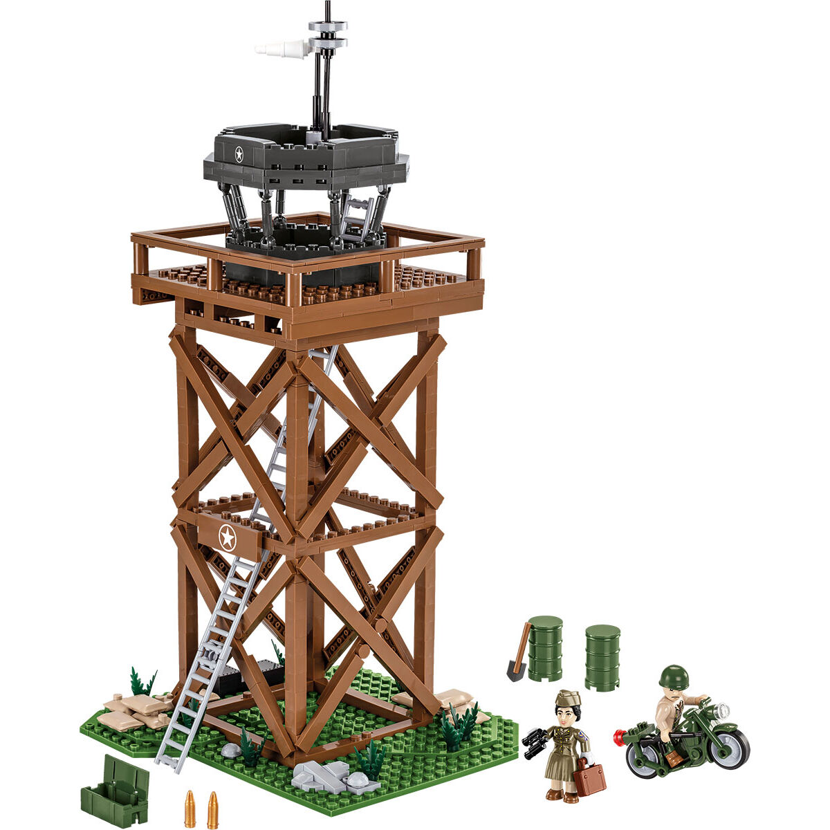U.S. Control Tower z dwiema figurkami, motocyklem i akcesoriami