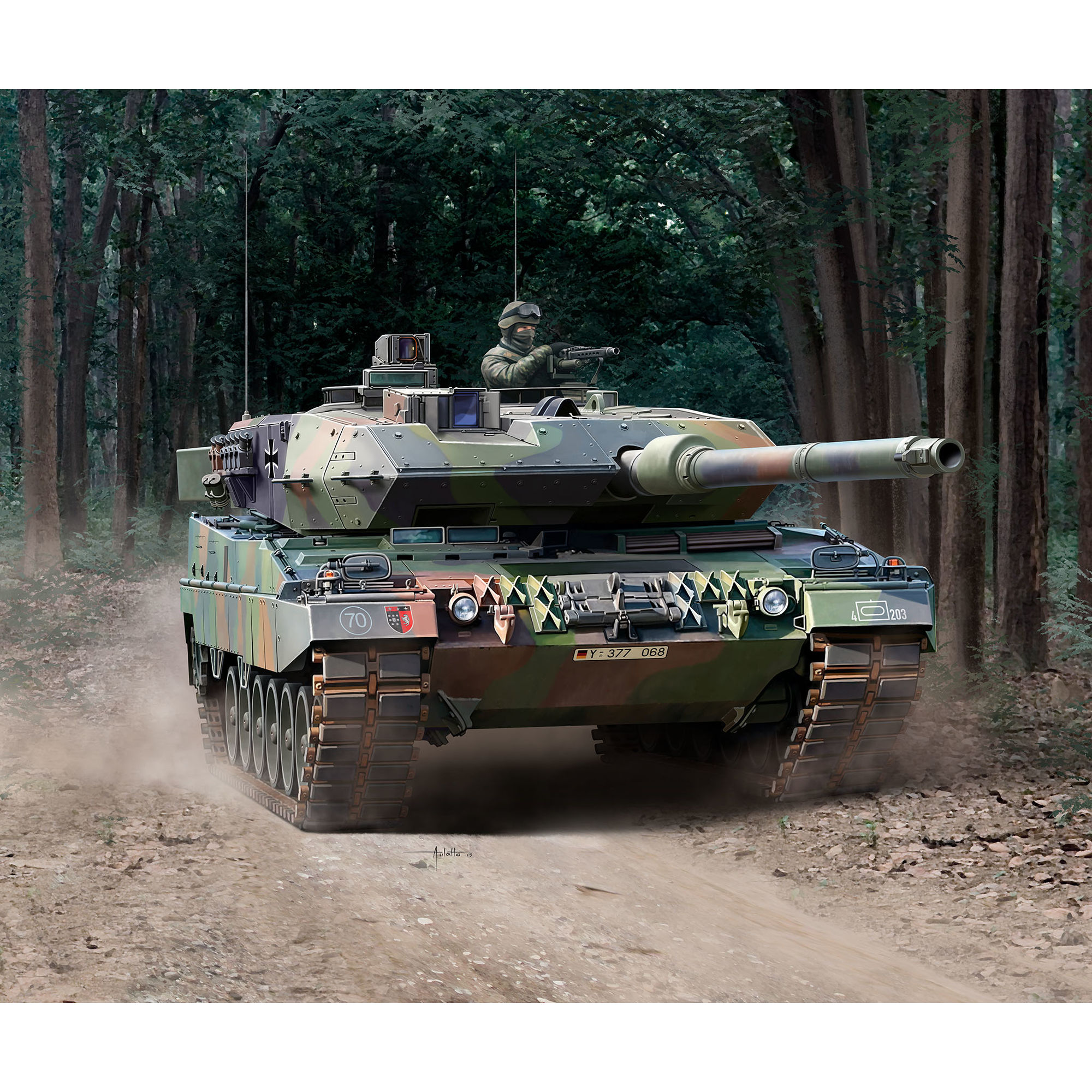 Czołg Leopard 2 A6 na leśnej drodze