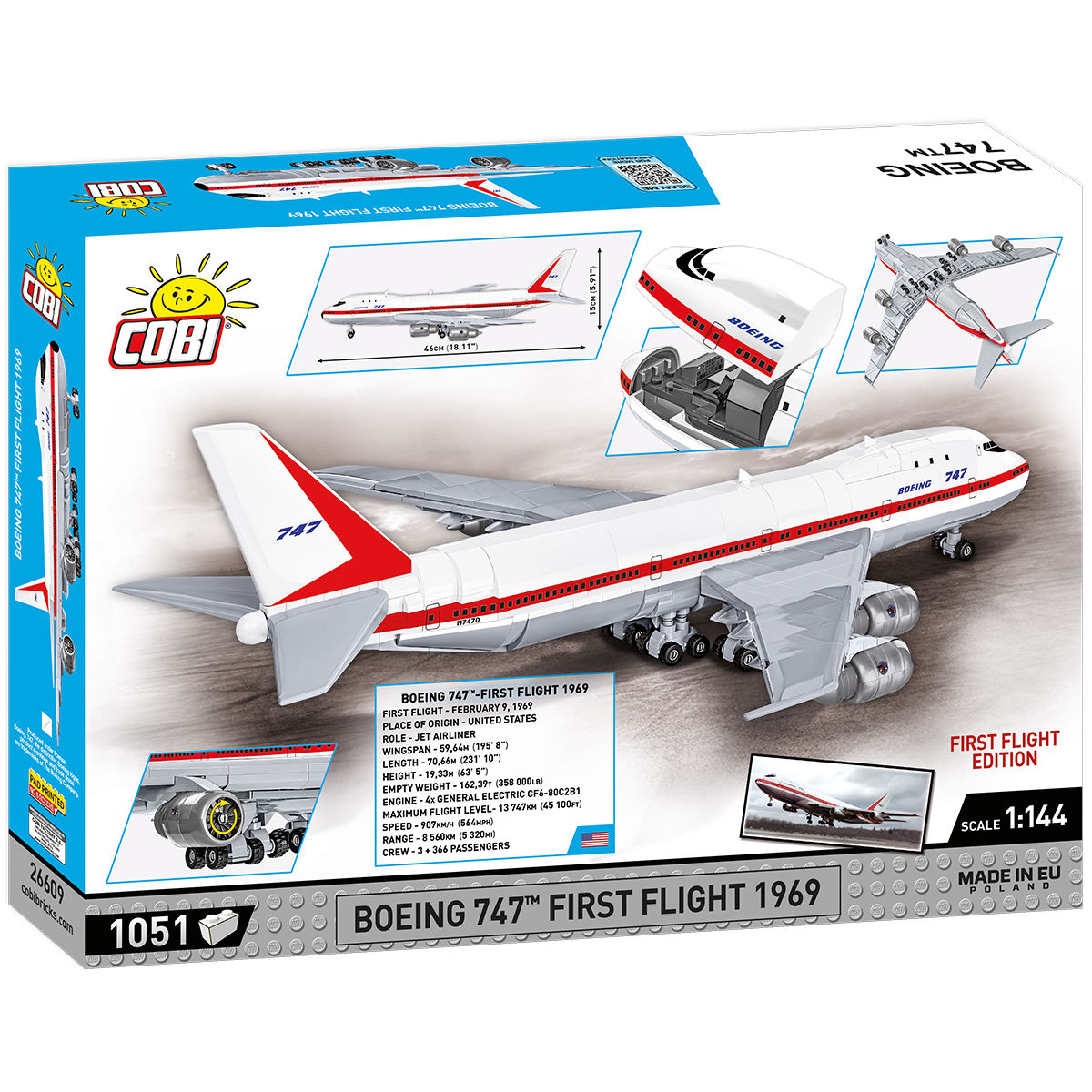 Model Boeing 747 First Flight 1969 z opakowaniem