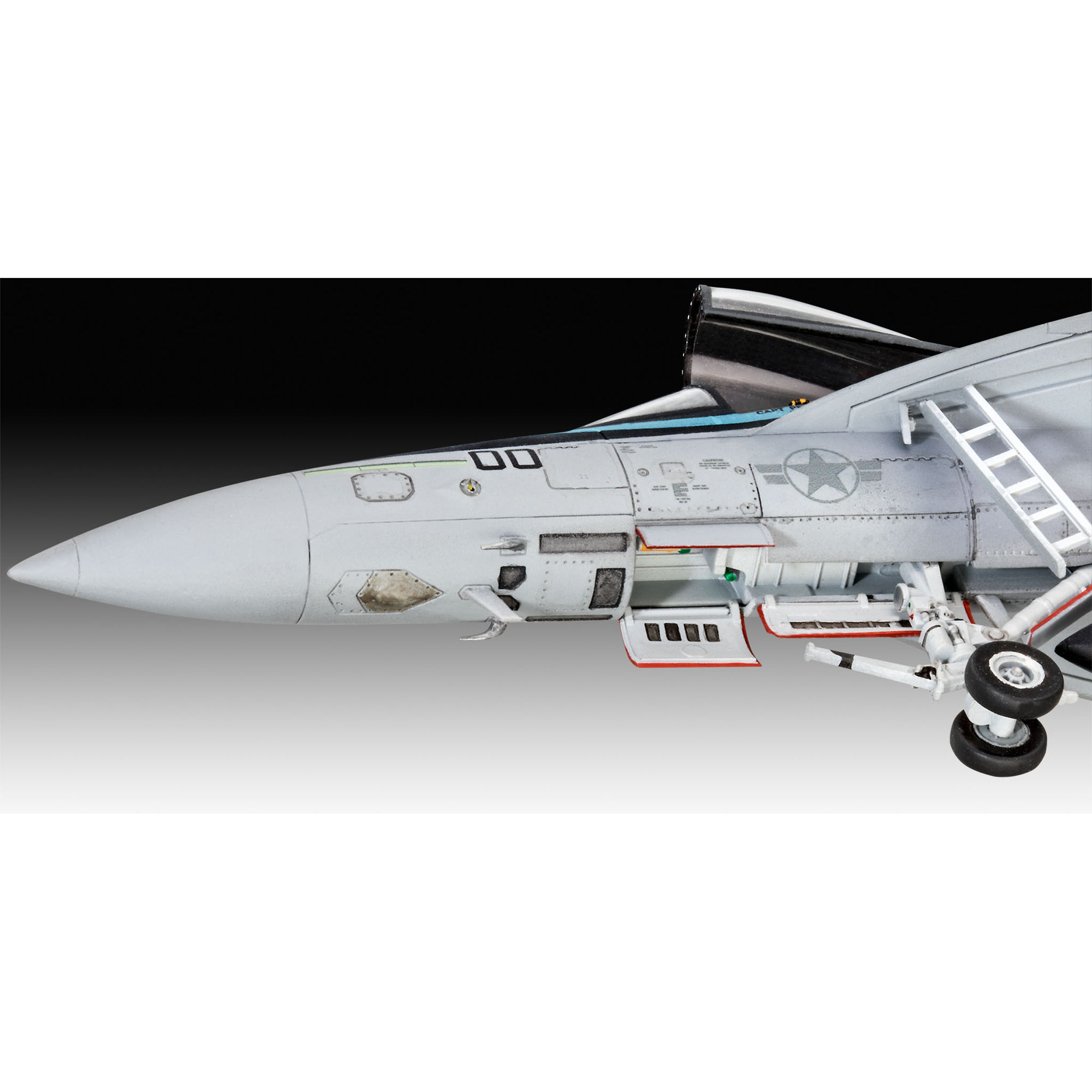 Detal modelu myśliwca F-14D Super Tomcat z podwoziem
