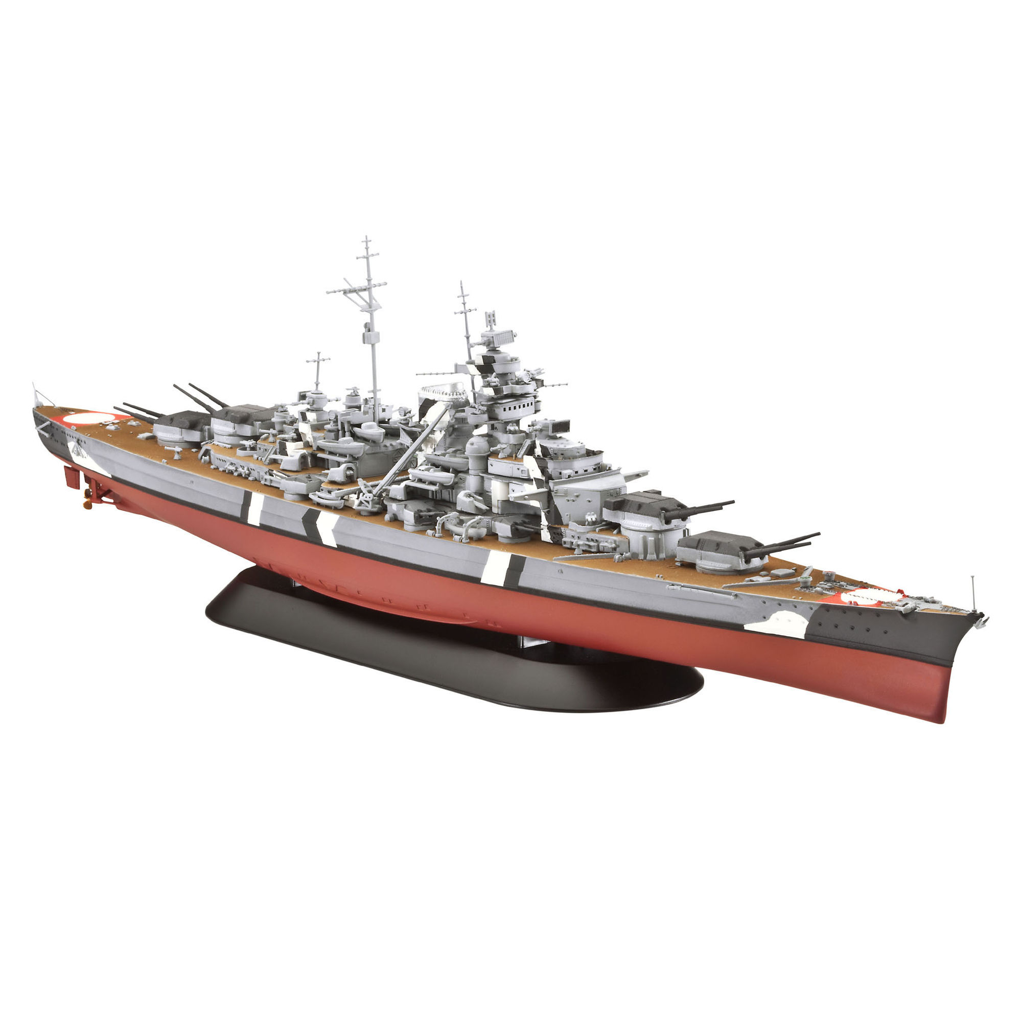 Widok modelu Bismarck z detalami pokładu